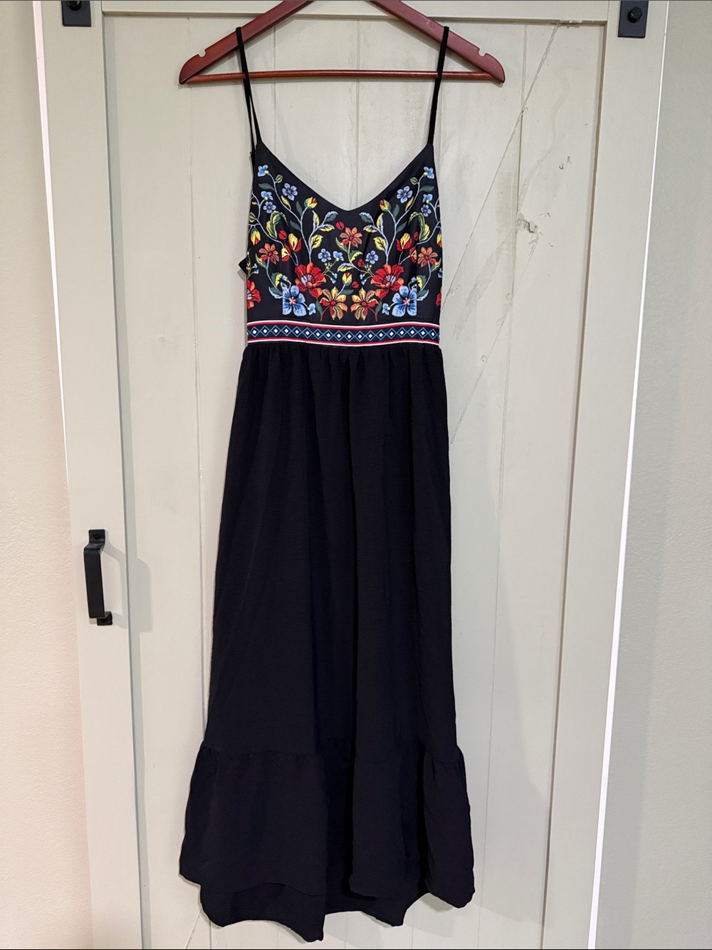 Black Maxi Dress with Colorful Floral Print - Picture 3 of 8